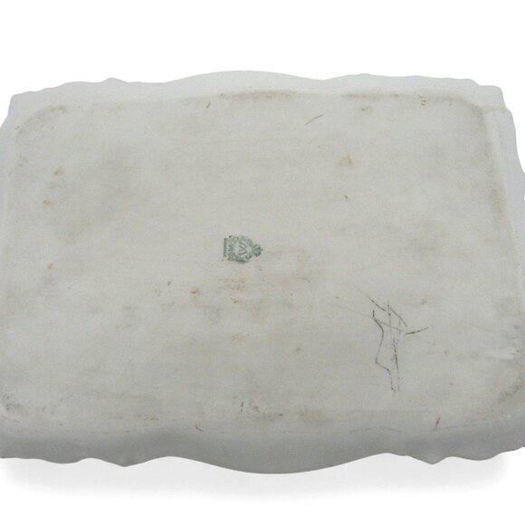 BAVARIA PORCELAIN Tray with Yellow Roses Scalloped Edges Germany Vintage - Picture 4 of 10